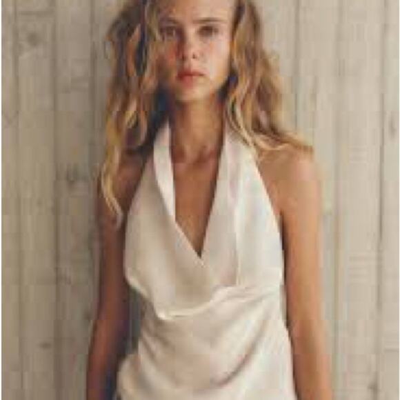 Zara Iridescent Cream Halter top NWT X Small - Picture 4 of 7